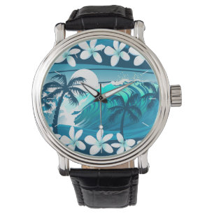 Tropische surf met palm horloge