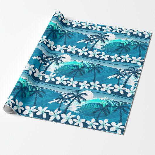 Tropische surf met palmbomen cadeaupapier (Uitgerold)