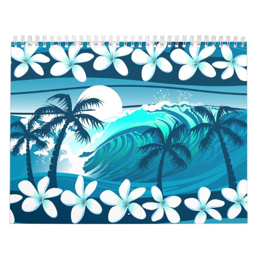 Tropische surf met palmbomen kalender (Hoes)