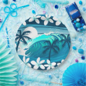 Tropische surf met palmbomen papieren bordje (Feest)