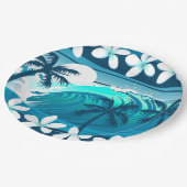 Tropische surf met palmbomen papieren bordje (Gekanteld)