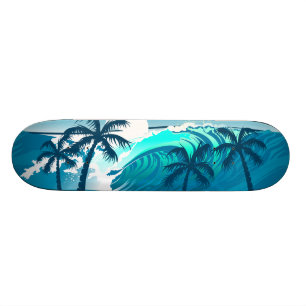 Tropische surf met palmbomen skateboard