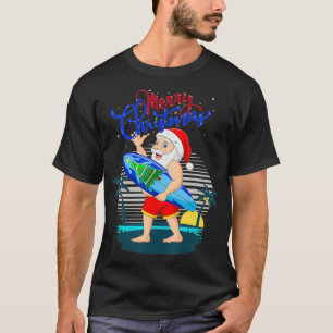 Tropische Surfing Santa Claus Hawaiian Kerstmis Su T-shirt