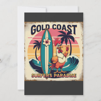 Tropische Surven Vibes – Retro Haan & Waveboard T- Kaart