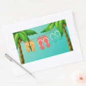 Tropische Teenslippers Rechthoekige Sticker (Envelop)