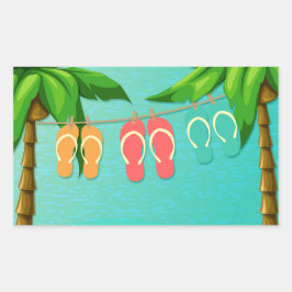 Tropische Teenslippers Rechthoekige Sticker