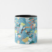 Tropische textuur met toucans en levende vogels mok (Midden)