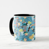 Tropische textuur met toucans en levende vogels mok (Voorkant links)