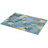 Tropische textuur met toucans en levende vogels snijplank (Hoek)