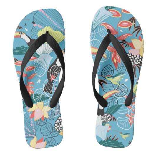 Tropische textuur met toucans en levende vogels teenslippers (Voetbed)