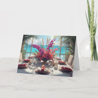 🌺 Tropische Thanksgiving aan zee – Elegante kaart