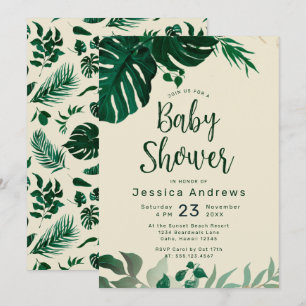 Tropische thema groene bladeren modern Baby shower Kaart
