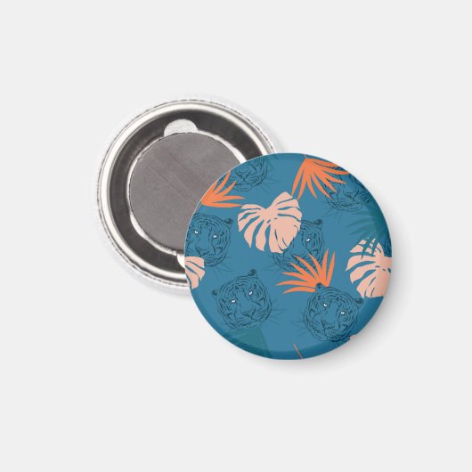 Tropische tijger bladeren diep blauw magneet (Voorkant / Achterkant)