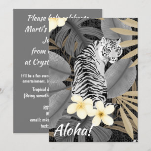 Tropische tijger Hawaiian Palm Oerwoud grijs Kaart