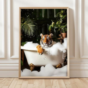 Tropische Tijger in Badkuip Print - Badkamer Muur 
