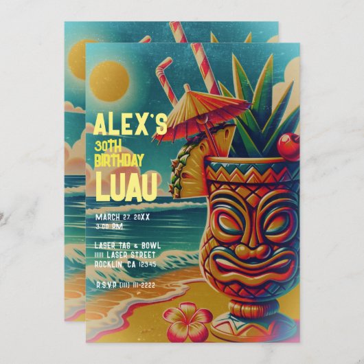 Tropische Tiki Paraplu Drink Luau Party Kaart (Voorkant / Achterkant)