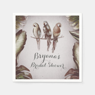 Tropische Tiki Vogels Papegaaien & Bladeren Feestj Servet