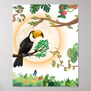 Tropische Toekan Vogel & Jungle Bladeren Esthetisc Poster