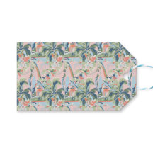 Tropische toile-cadeaublaadjes met roze gloed, Pal