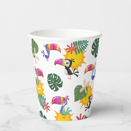 Tropische Toucan Cluster Paper Cup Papieren Bekers (Voorkant)