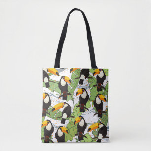 Tropische Toucan, groene palmen, patroon. Draagtas