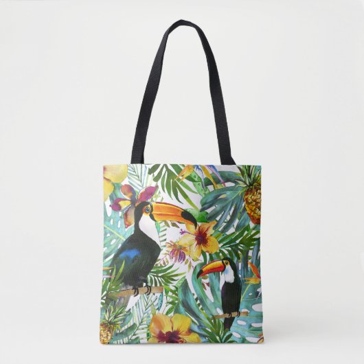 Tropische Toucan Paradise Palm Pineapple Modern Draagtas (Voorkant)