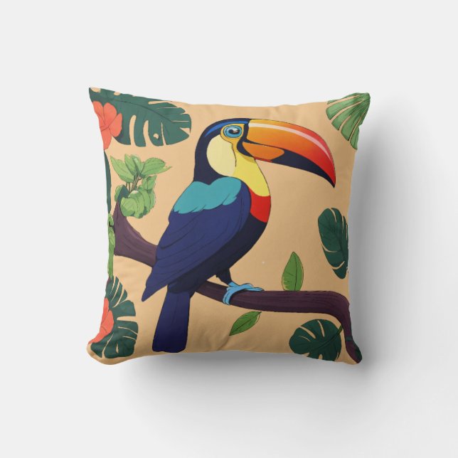 Tropische Toucan-vibes Kussen (Voorkant)