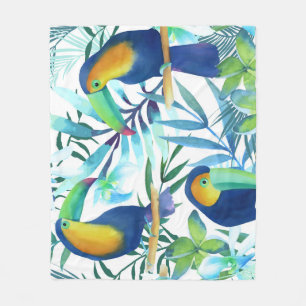 Tropische Toucans: exotisch bloemenpatroon. Fleece Deken