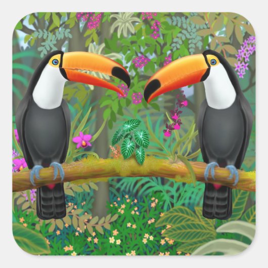 Tropische Toucans in Oerwouden Stickers (Voorkant)