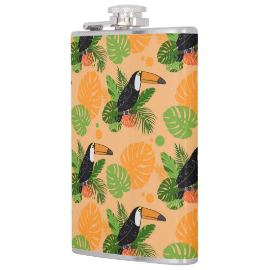 Tropische touccan Bird Seamless Pattern Heupfles (Links)