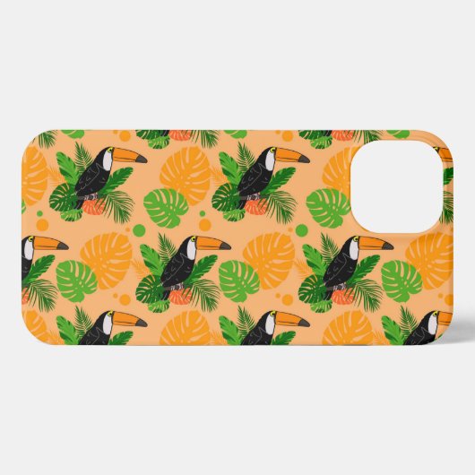 Tropische touccan Bird Seamless Pattern iPhone Hoesje (Achterkant horizontaal)