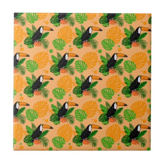 Tropische touccan Bird Seamless Pattern Tegeltje (Voorkant)