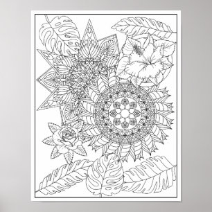 Tropische Tribale Ingewikkelde Mandala Kleurboek v Poster