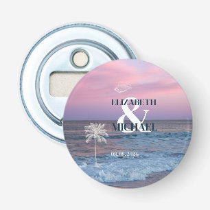 Tropische trouwdag zonsopgang oceaanstrand button flesopener