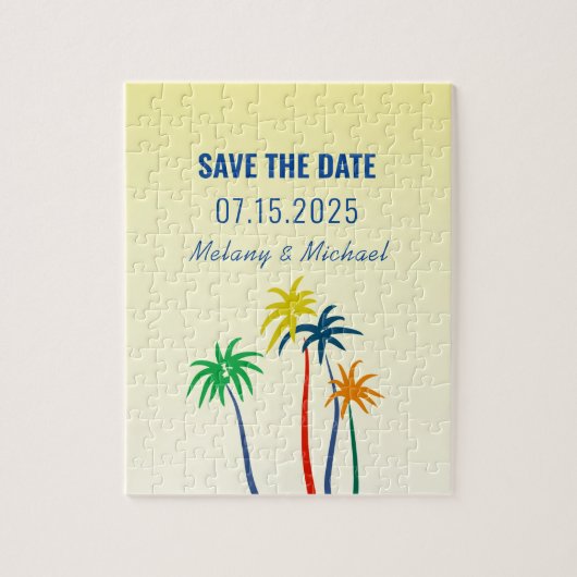 Tropische Trouwkaart Save The Date Uitnodiging Legpuzzel (Verticaal)