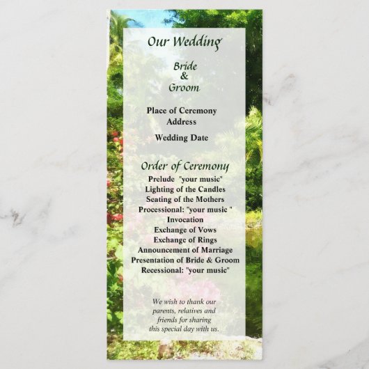 Tropische tuin bij Lake Wedding Program Programma (Voorkant)