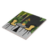 Tropische Tuin Binnenplaats Tegeltje (Zijkant)