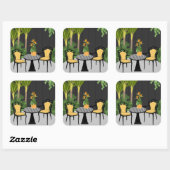 Tropische Tuin Binnenplaats Vierkante Sticker (Vel)