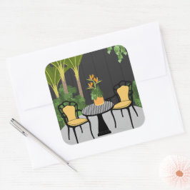 Tropische Tuin Binnenplaats Vierkante Sticker