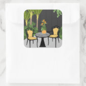 Tropische Tuin Binnenplaats Vierkante Sticker (Tas)