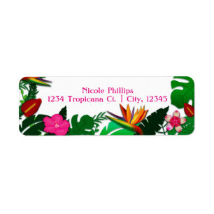 Tropische Tuin Bladeren & Bloemen Adreslabels Etiket