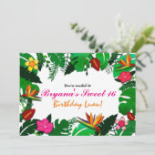 Tropische Tuin Bladeren & Bloemen Feest Uitnodigin Kaart (Staand voorkant)
