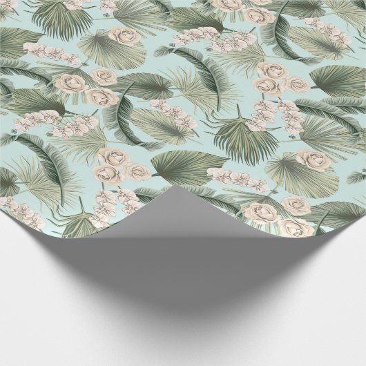 Tropische tuin Floral Orchid en Palm Pattern Cadeaupapier (Hoek)