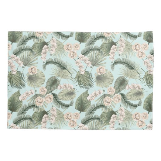 Tropische tuin Floral Orchid en Palm Pattern Kussensloop (Achterkant)