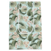 Tropische tuin Floral Orchid en Palm Pattern Medium Cadeauzakje (Achterkant)