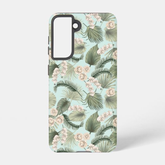 Tropische tuin Floral Orchid en Palm Pattern Samsung Galaxy Hoesje (Achterkant)