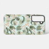 Tropische tuin Floral Orchid en Palm Pattern Samsung Galaxy Hoesje (Achterkant horizontaal)