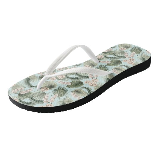 Tropische tuin Floral Orchid en Palm Pattern Teenslippers (Schuin)