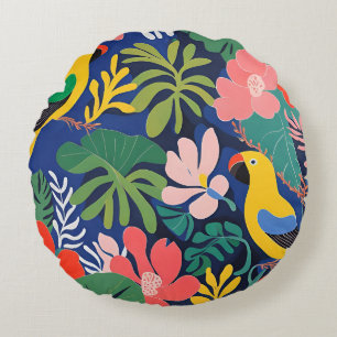 Tropische Tuin Modern Expressionisme Kunstwerk Rond Kussen