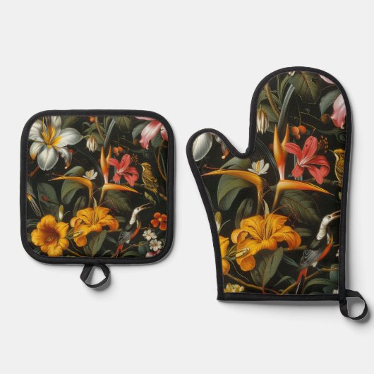 tropische tuin ovenwant & pannenlap set (Voorkant)